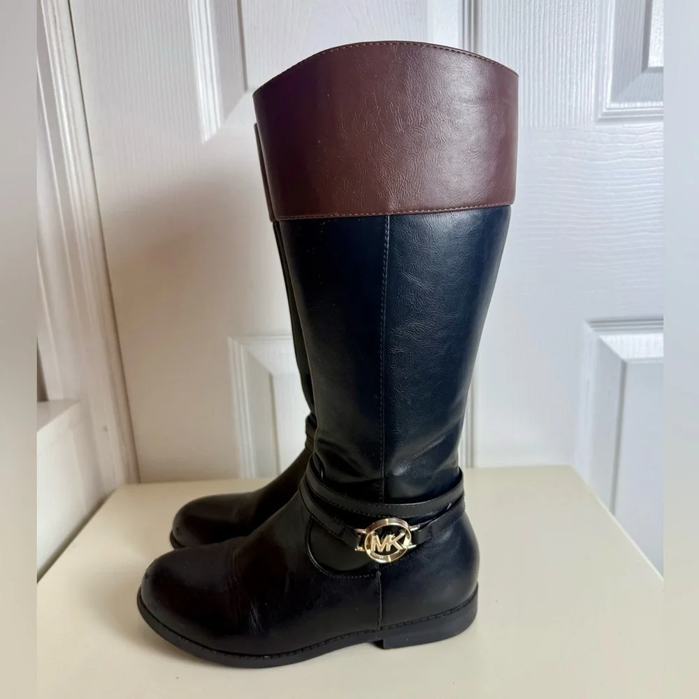 Michael Kors Girls Black & Brown Riding Boots Size 1